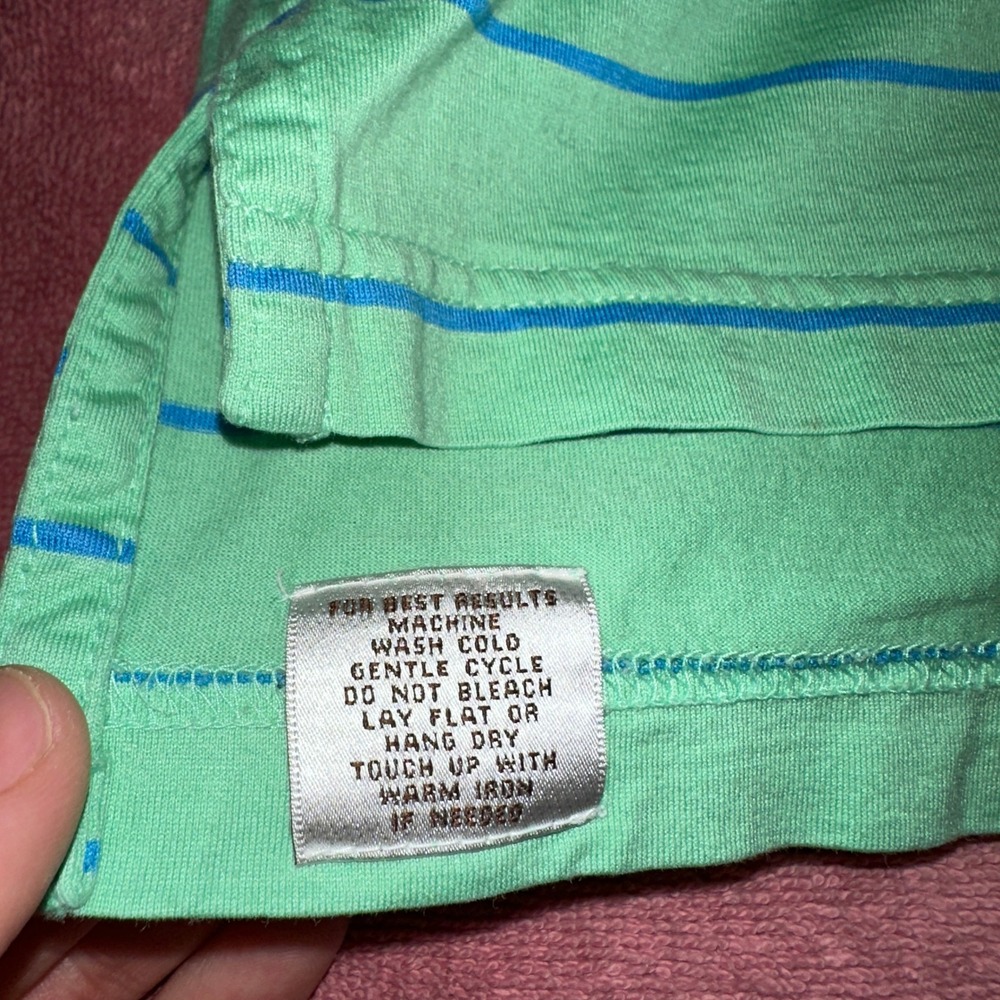 Peter Millar Mens XXL Polo Shirt Mint Green Blue Striped Cotton Short Sleeve - Picture 6 of 8